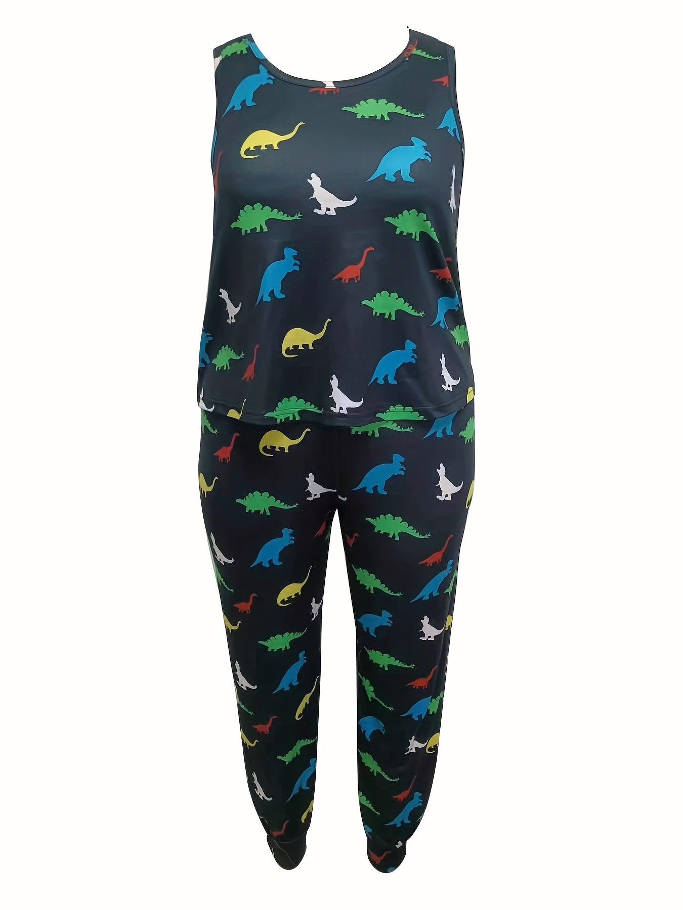  Dinosaur Print Tank Top & Pants Pajama Set