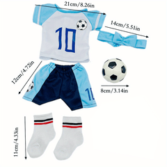 Soccer Outfit Set for 18 Dolls Shirt Shorts Headband Socks Football