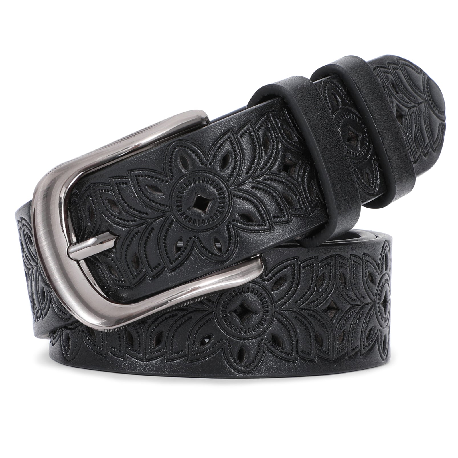 Wide Hollow Pu Leather Belt for Women with Pin Buckle