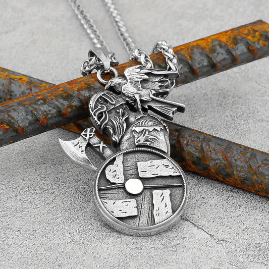 Vintage Viking Pendant Necklace Punk Hip Hop Style Necklace