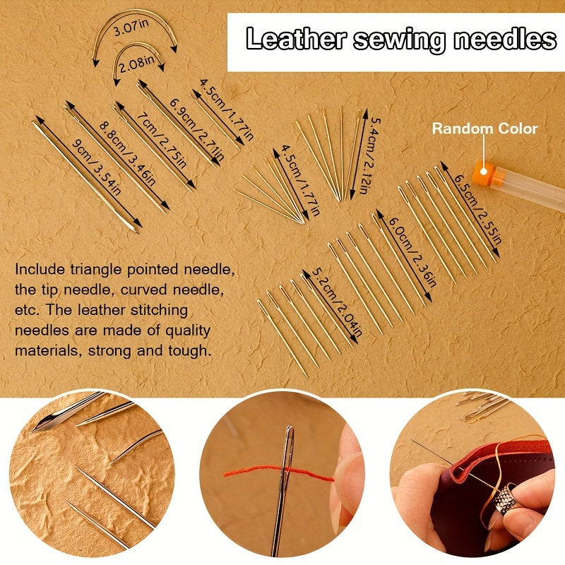 59pcs Leather Sewing Kit Needles Heavy Duty Upholstery Repair Waxed