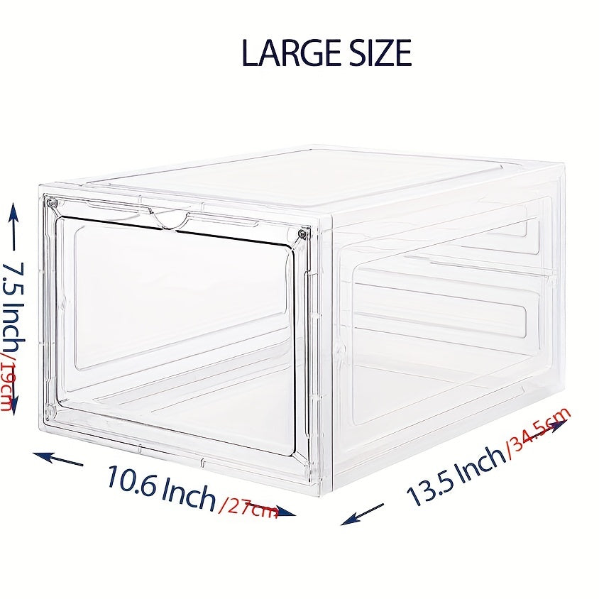 6pc Plastic Transparent Shoe Storage Boxes with Door