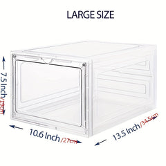 6pc Plastic Transparent Shoe Storage Boxes with Door