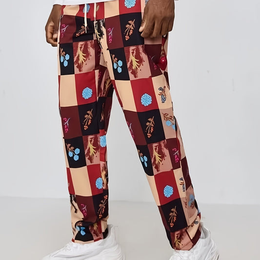 Men's Plaid Casual Pants Straight Leg Trousers
