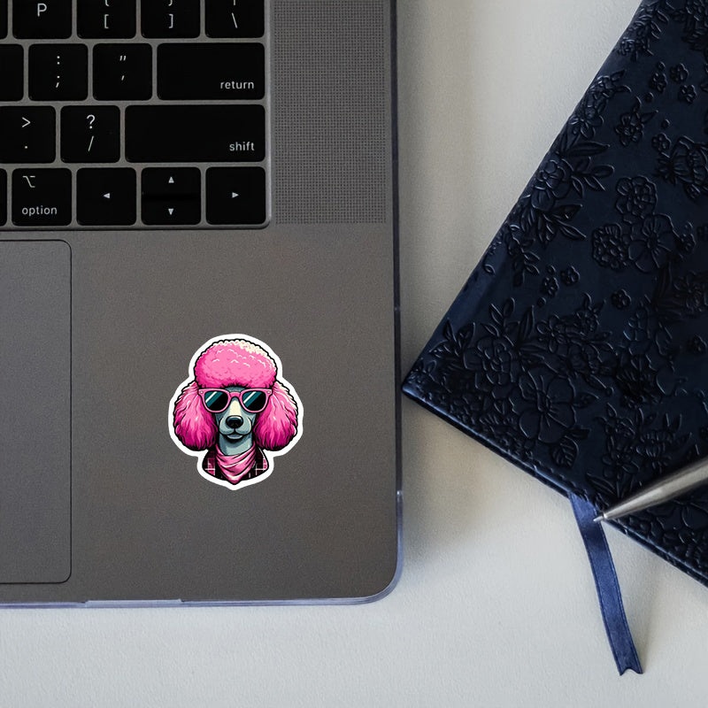 Pink Poodle Vinyl Sticker - Laptop Phone Thermos Water