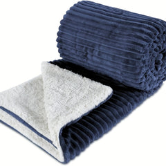 Navy Sherpa Fleece Baby Blanket Reversible Warmth for Kids & Toddlers
