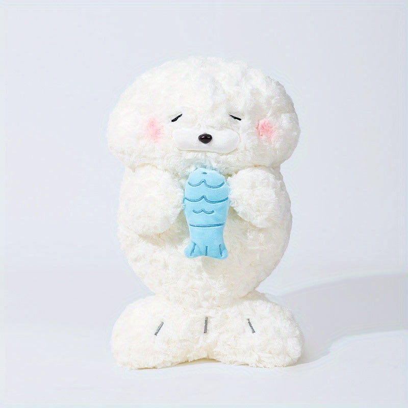 Adorable Seal Plush Doll with Fish Soft Stuffed Animal Gift