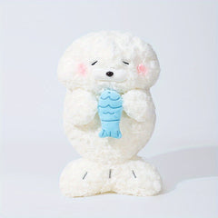 Adorable Seal Plush Doll with Fish Soft Stuffed Animal Gift