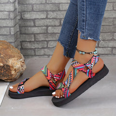 Women's Geometric Pattern Flat Sandals