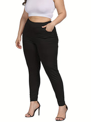  Solid High Rise Medium Stretch Skinny Pants