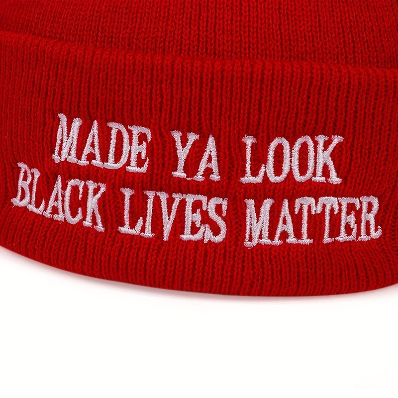 Knitted Hat Embroidery Ski Winter Beanie Skullies Cap Hip H