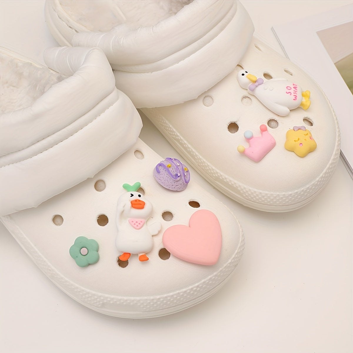 Resin Duck Crown Flower Shoe Charms Pack