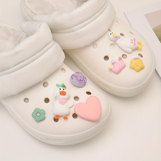 Resin Duck Crown Flower Shoe Charms Pack
