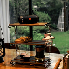 Portable Solid Wood Camping Storage Rack Outdoor Picnic