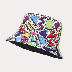 Geometric Print Double Sided Bucket Hat Outdoor Sun Hat