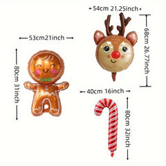 3pcs Christmas Gingerbread Man Candy Foil Balloons