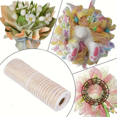 9m Golden Silk Mesh Yarn Roll for Garland Making Christmas Wedding Party