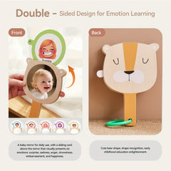 Wooden Mirror Toy with Animal Faces - Cognitive Development Gift