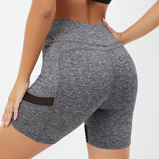 Women's Mesh Insert Sports Shorts for Cycling Yoga High Waist Butt Lifting