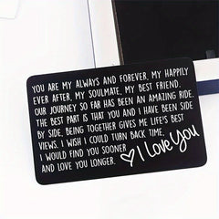I Love You Engraved Wallet Insert Card Romantic Gift For Boyfriend Husband