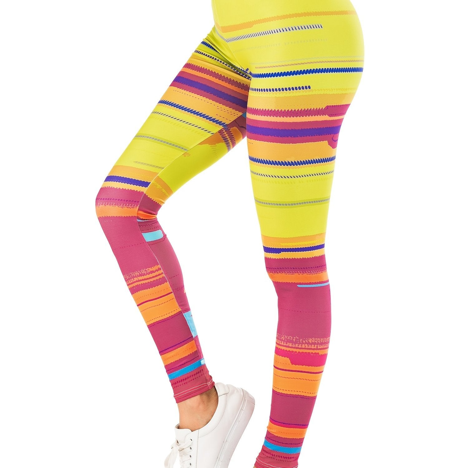Colorful Streak Print High Waist Leggings