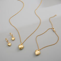 Heart Jewelry Set Pendant Necklace Bracelet Earrings for Women