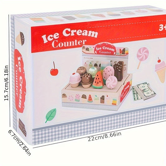 Kids' Ice Cream Shop Playset Recycled Wood Money Counting Game