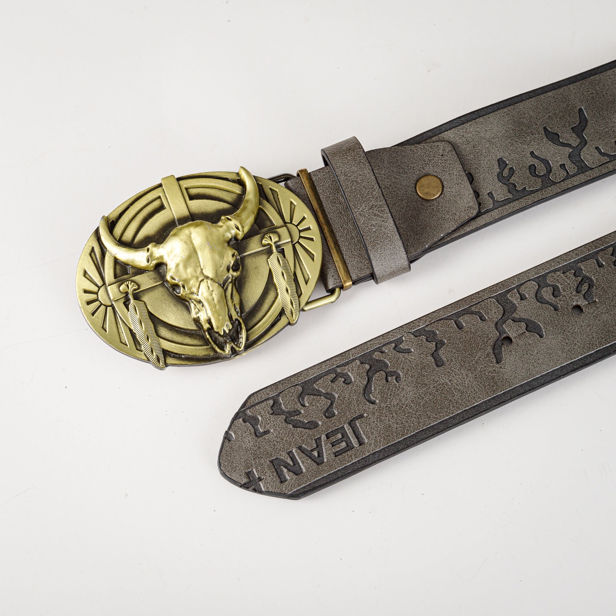 Men's Retro Bull Head Buckle Belt for Outdoor Party