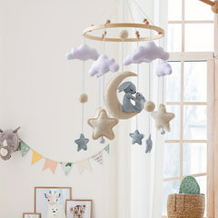 Moon Clouds Bunny Crib Mobile for Christening Gift