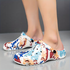 Women's Colorblock Hollow Out Clogs Slip On Platform Round Toe Comfy