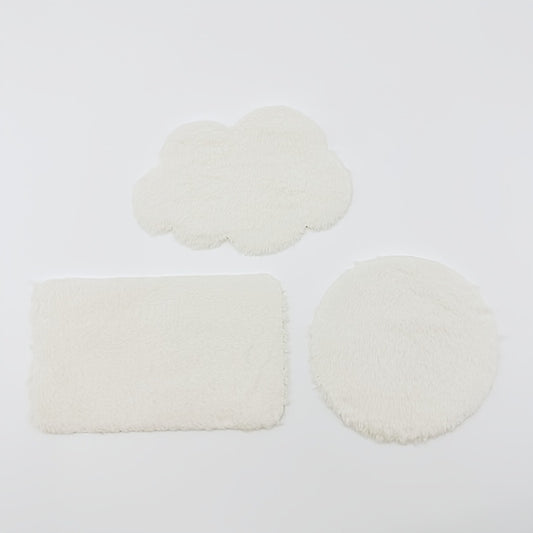 3pcs Mini Plush Rug Set Doll Micro Simulation Floor Mat for Dollhouse