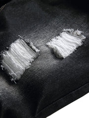 Men's Ripped Denim Shorts for Outdoor Hiking