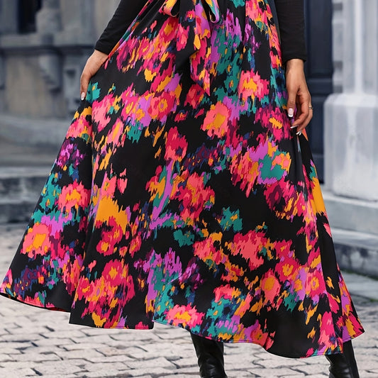 Floral Print Belted Skirt for Women