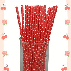 25pcs Random Party Decoration Beverage Straws Red Series Straws