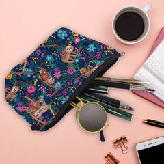 Sloth Print Cosmetic Bag Clutch Lady Travel Storage Mini Makeup Organizer