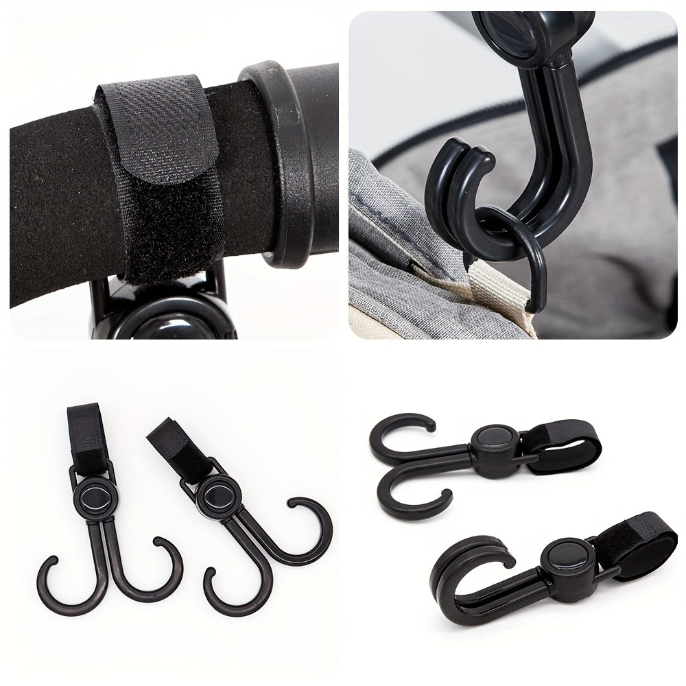 Stroller Car Shopping Cart Hooks - 360 Degree Rotating Pram Organizer Bag Hanger