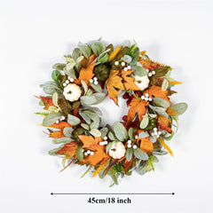 Fall Wreath for Front Door Pumpkin Halloween Thanksgiving Decoration