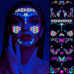 Glow-in-Dark Face Tattoos Neon Stickers for Events