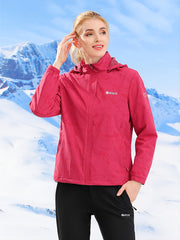 Women's Camo Outdoor Jacket with Fleece Lining for Hiking Skiing