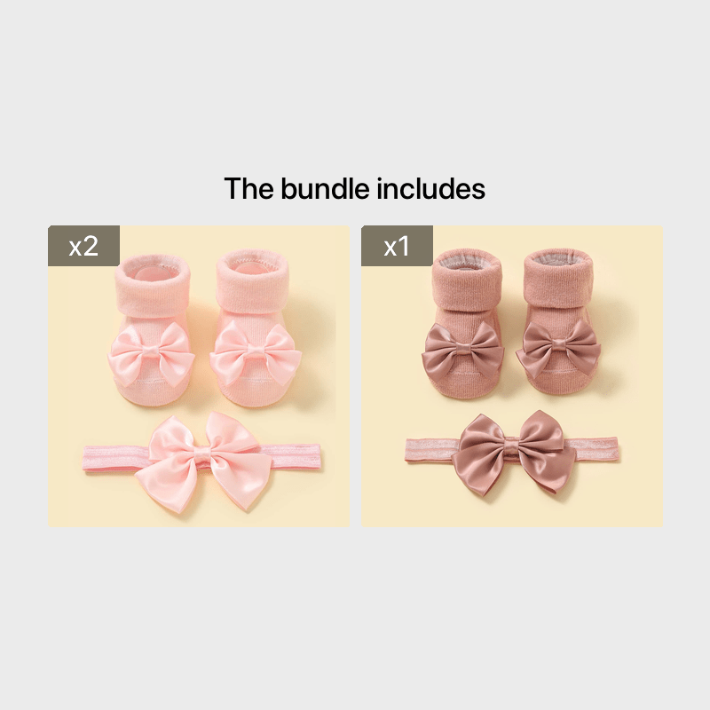 Baby Girls Bow Headband & Socks Gift Set