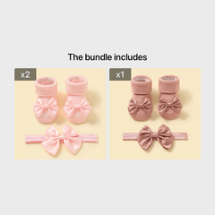 Baby Girls Bow Headband & Socks Gift Set