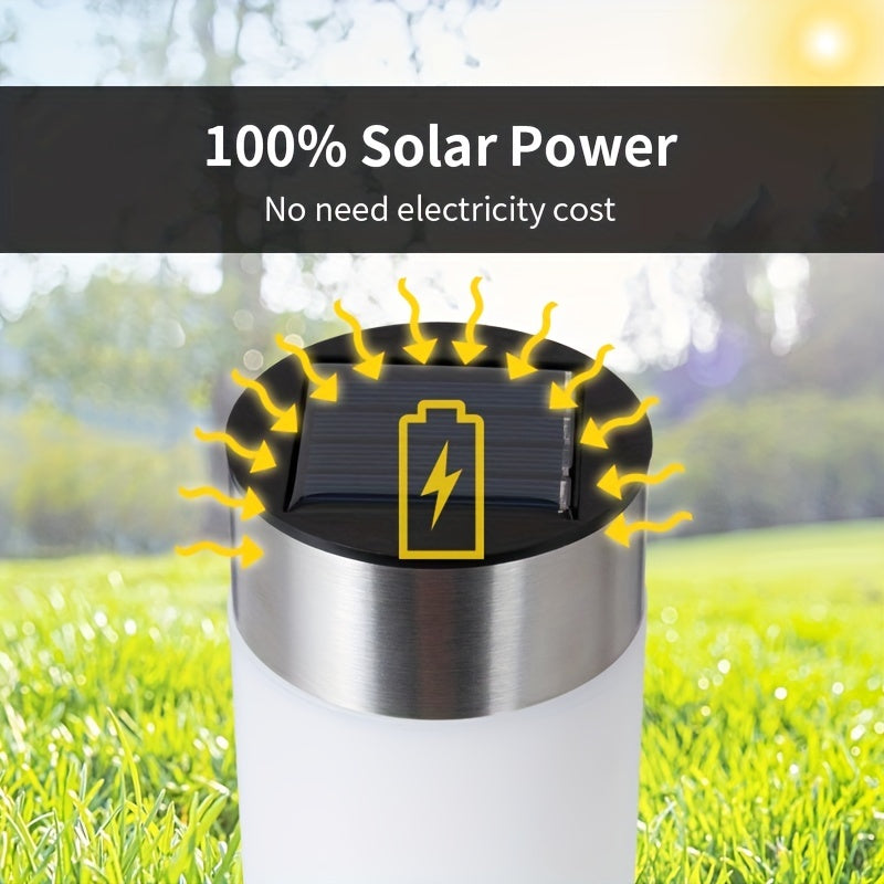 2pcs Solar Outdoor LED Light Stainless Steel Waterproof Modern Design