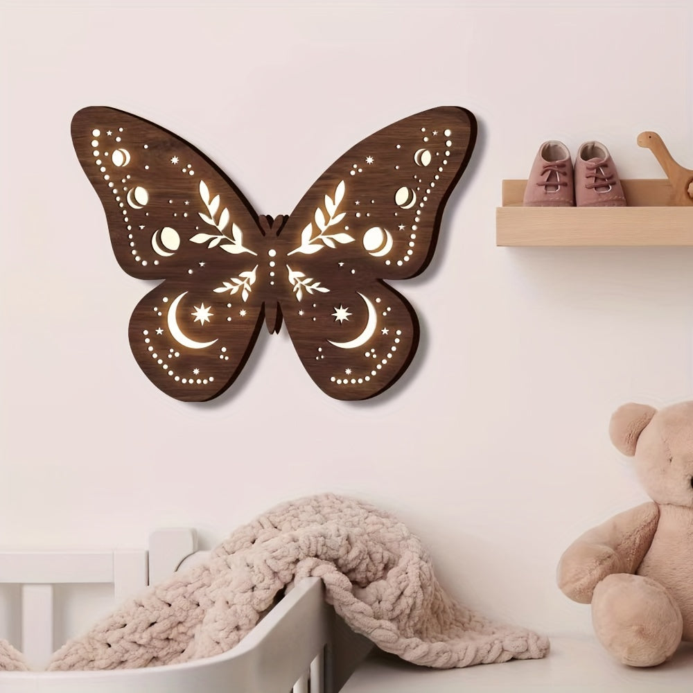 LED Butterfly Wooden Hanging Sign Retro Home Decoration