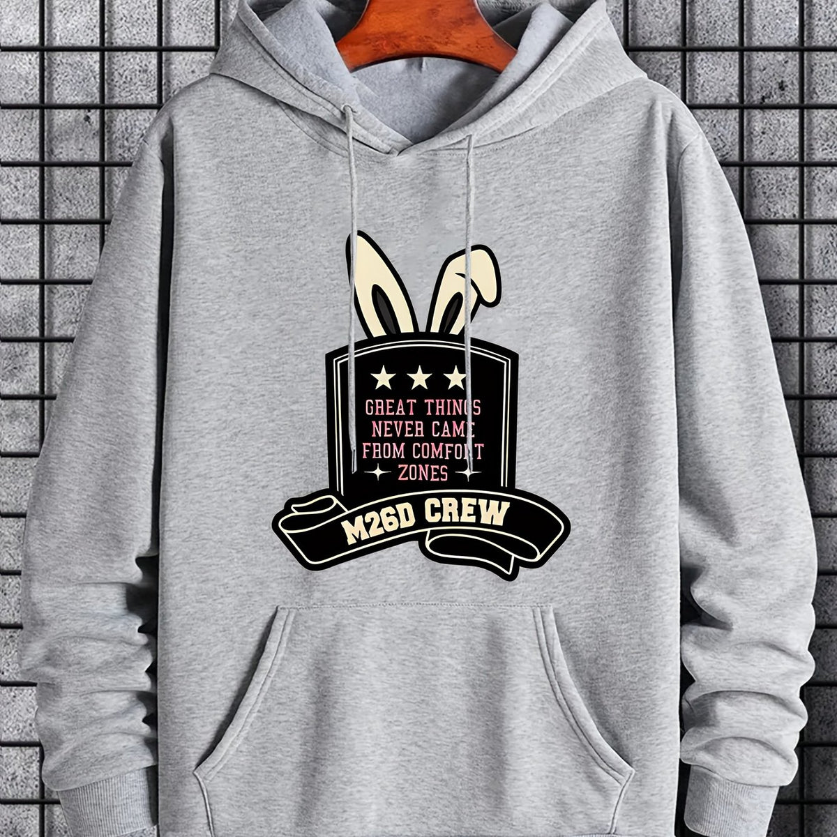 Men's Letter Print Hoodie Casual Drawstring Hooded Sweatshirt