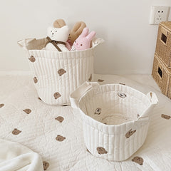 Quilted Fabric Storage Bucket for Baby's Room