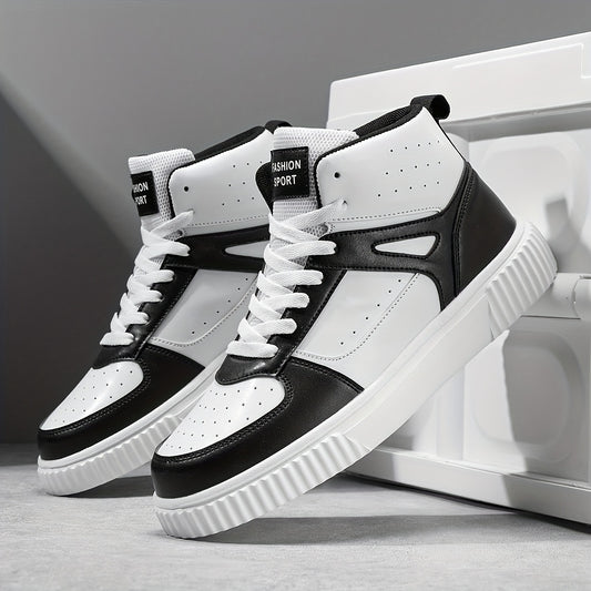 Men's High Top Skate Shoes Comfy Non Slip Lace Up Soft Sole Sneakers