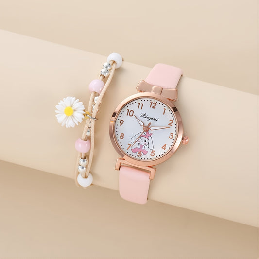 Autumn Winter Girls Quartz Watch Daisy Bracelet
