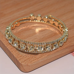 Rhinestone Inlaid Bridal Bangle Bracelet