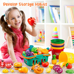 Kids Simulation Chopping Basket Bucket Cooking Toy