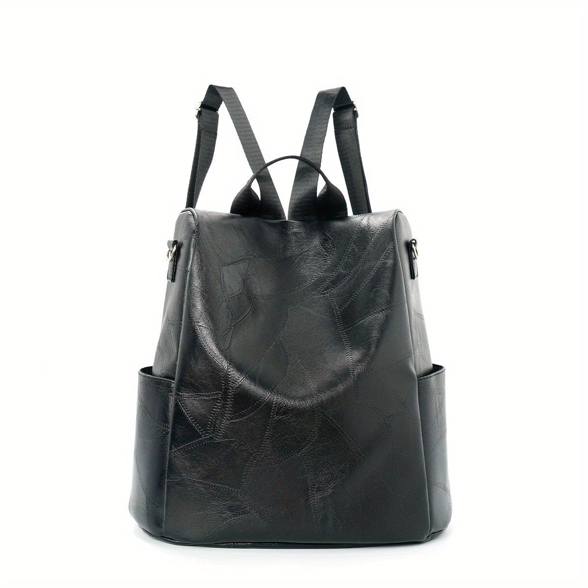 Anti Theft PU Leather Backpack Large Capacity School Travel Bag